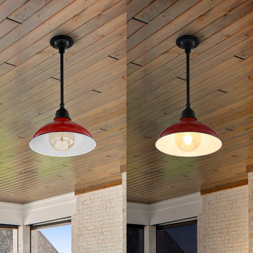 Jasper 12.25" Farmhouse Industrial Indoor/Outdoor Iron LED Pendant